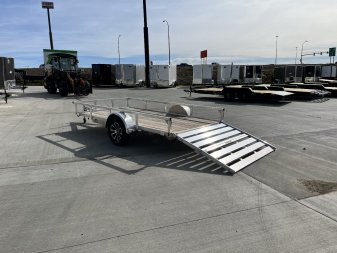 New NEW 2024 H&H 76"x12' Aluminum Flatbed RailSide Utility Bi fold gate Aluminum Wheels
