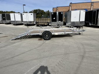 New NEW 2024 H&H 76"x12' Aluminum Flatbed RailSide Utility Bi fold gate Aluminum Wheels