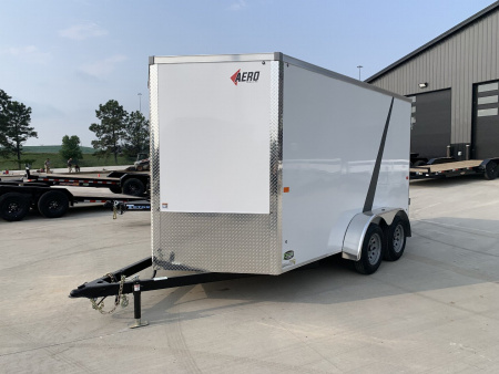 New NEW 2026 AERO 7x12 +2 V WHITE Interior, QUALITY Enclosed Rear Ramp Cargo Trailer