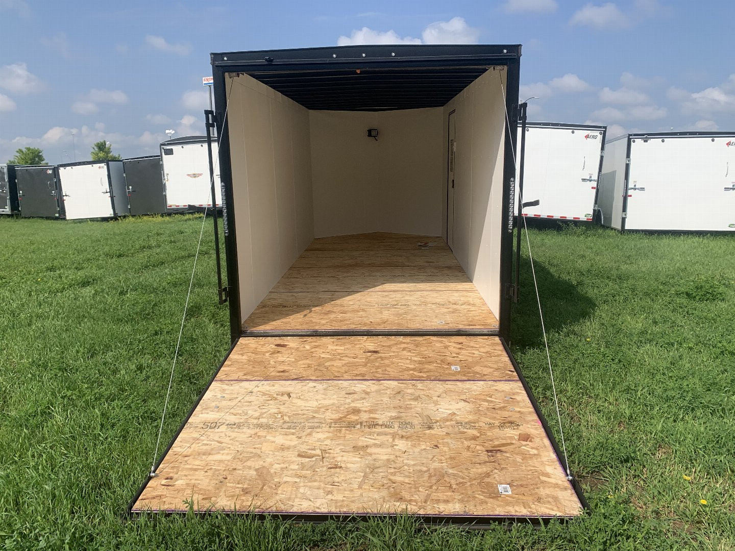 New 2025 AERO 7x16 +2 V BLACKOUT Edition QUALITY Enclosed WHITE Interior Rear Ramp Cargo Trailer