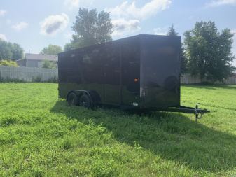 New 2025 AERO 7x16 +2 V BLACKOUT Edition QUALITY Enclosed WHITE Interior Rear Ramp Cargo Trailer