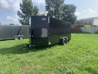 New 2025 AERO 7x16 +2 V BLACKOUT Edition QUALITY Enclosed WHITE Interior Rear Ramp Cargo Trailer