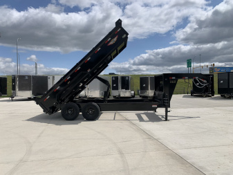 New NEW 2025 H&H  83”x16 Gooseneck Dump Trailer 2-7000lb axles=14K with Easy Roll Up Tarp and RAMPS