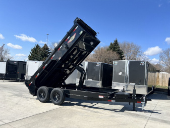 New NEW 2025 H&H  83”x14 Dump Trailer 2-7000lb axles=14K with Easy Roll Up Tarp and RAMPS