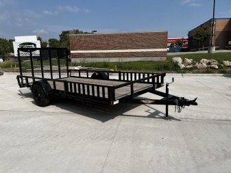New SUPER PRICE NEW 2024 H&H 82x14 STEEL ATV/UTV Utility Trailer with ATV Side RAMPS