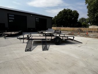 New SUPER PRICE NEW 2024 H&H 82x14 STEEL ATV/UTV Utility Trailer with ATV Side RAMPS