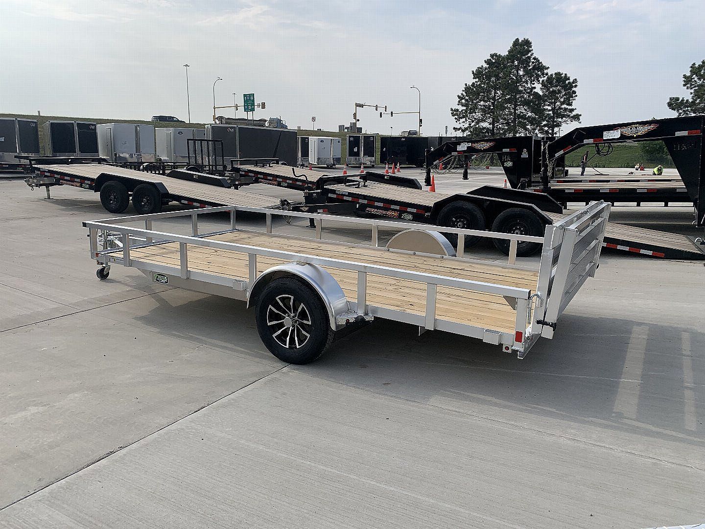 New NEW 2026 H&H 82"x14' Aluminum Flatbed RailSide Utility bi fold gate with aluminum wheels