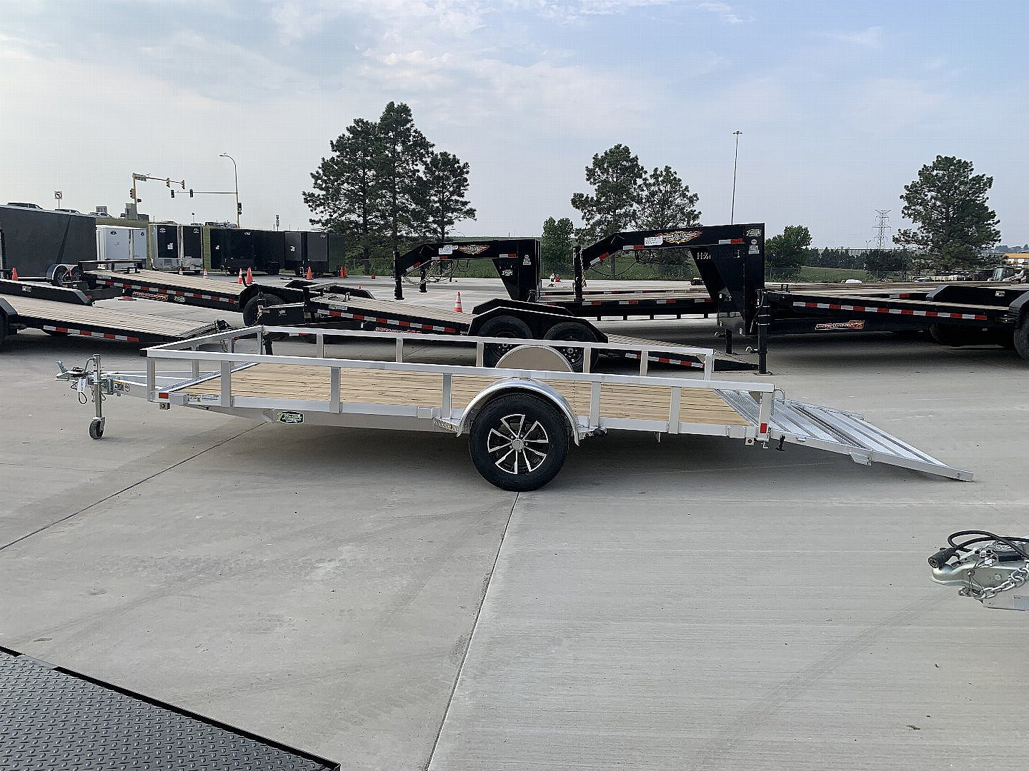New NEW 2026 H&H 82"x14' Aluminum Flatbed RailSide Utility bi fold gate with aluminum wheels
