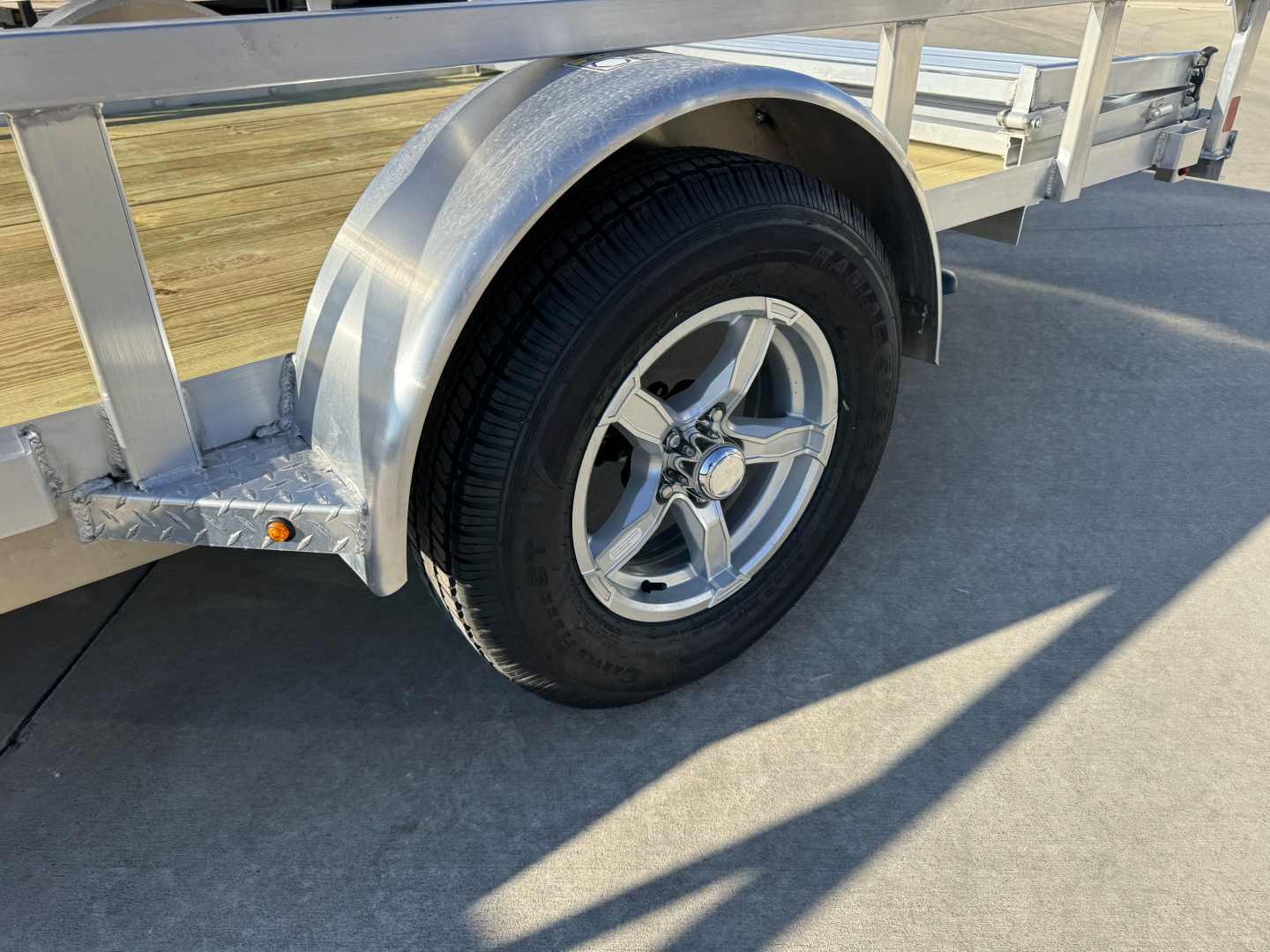 New NEW 2026 H&H 82"x14' Aluminum Flatbed RailSide Utility bi fold gate with aluminum wheels
