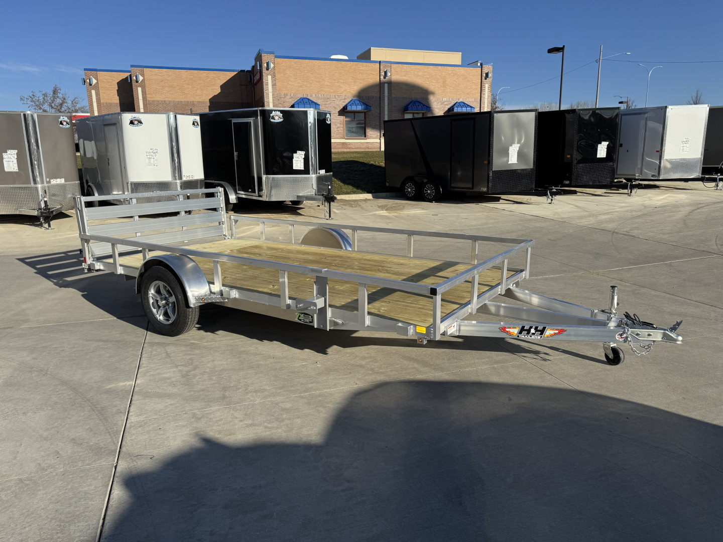 New NEW 2026 H&H 82"x14' Aluminum Flatbed RailSide Utility bi fold gate with aluminum wheels