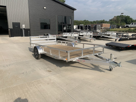 New NEW 2026 H&H 82"x14' Aluminum Flatbed RailSide Utility bi fold gate with aluminum wheels