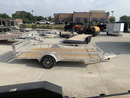 New NEW 2026 H&H 82"x14' Aluminum Flatbed RailSide Utility bi fold gate with aluminum wheels