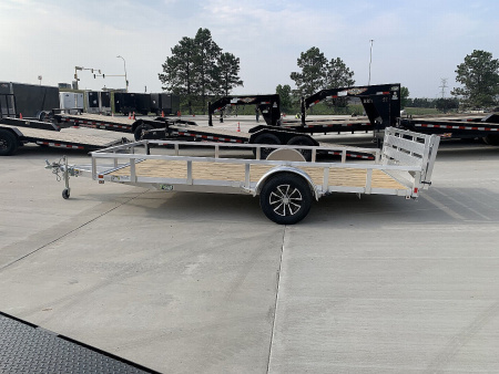 New NEW 2026 H&H 82"x14' Aluminum Flatbed RailSide Utility bi fold gate with aluminum wheels