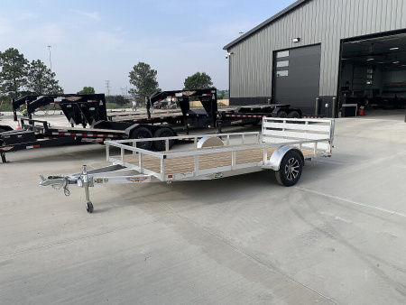 New NEW 2026 H&H 82"x14' Aluminum Flatbed RailSide Utility bi fold gate with aluminum wheels
