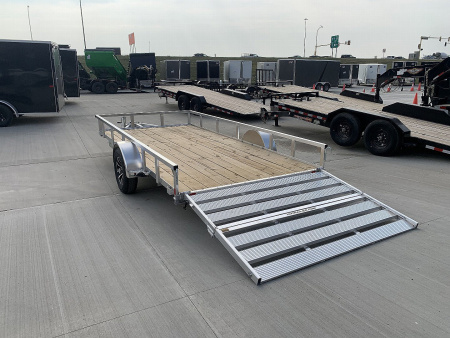 New NEW 2026 H&H 82"x14' Aluminum Flatbed RailSide Utility bi fold gate with aluminum wheels