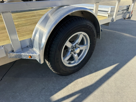 New NEW 2026 H&H 82"x14' Aluminum Flatbed RailSide Utility bi fold gate with aluminum wheels