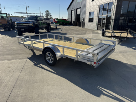 New NEW 2026 H&H 82"x14' Aluminum Flatbed RailSide Utility bi fold gate with aluminum wheels