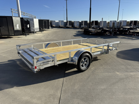 New NEW 2026 H&H 82"x14' Aluminum Flatbed RailSide Utility bi fold gate with aluminum wheels