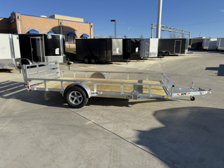 New NEW 2026 H&H 82"x14' Aluminum Flatbed RailSide Utility bi fold gate with aluminum wheels