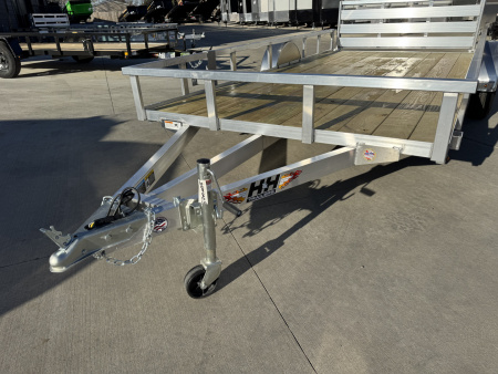 New NEW 2026 H&H 82"x14' Aluminum Flatbed RailSide Utility bi fold gate with aluminum wheels