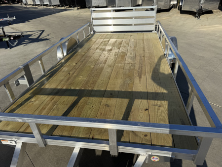 New NEW 2026 H&H 82"x14' Aluminum Flatbed RailSide Utility bi fold gate with aluminum wheels