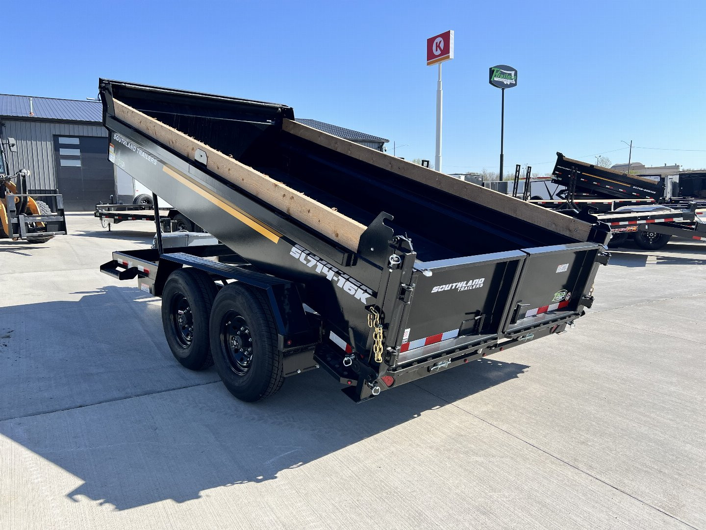New 2026 Southland 7x14 Low Profile Dump Trailer 2-8000 lb axles = 16K aluminum ramps and Tarp Included