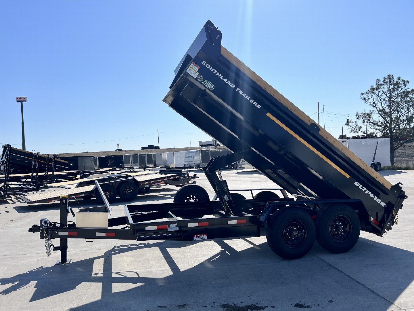 New 2026 Southland 7x14 Low Profile Dump Trailer 2-8000 lb axles = 16K aluminum ramps and Tarp Included
