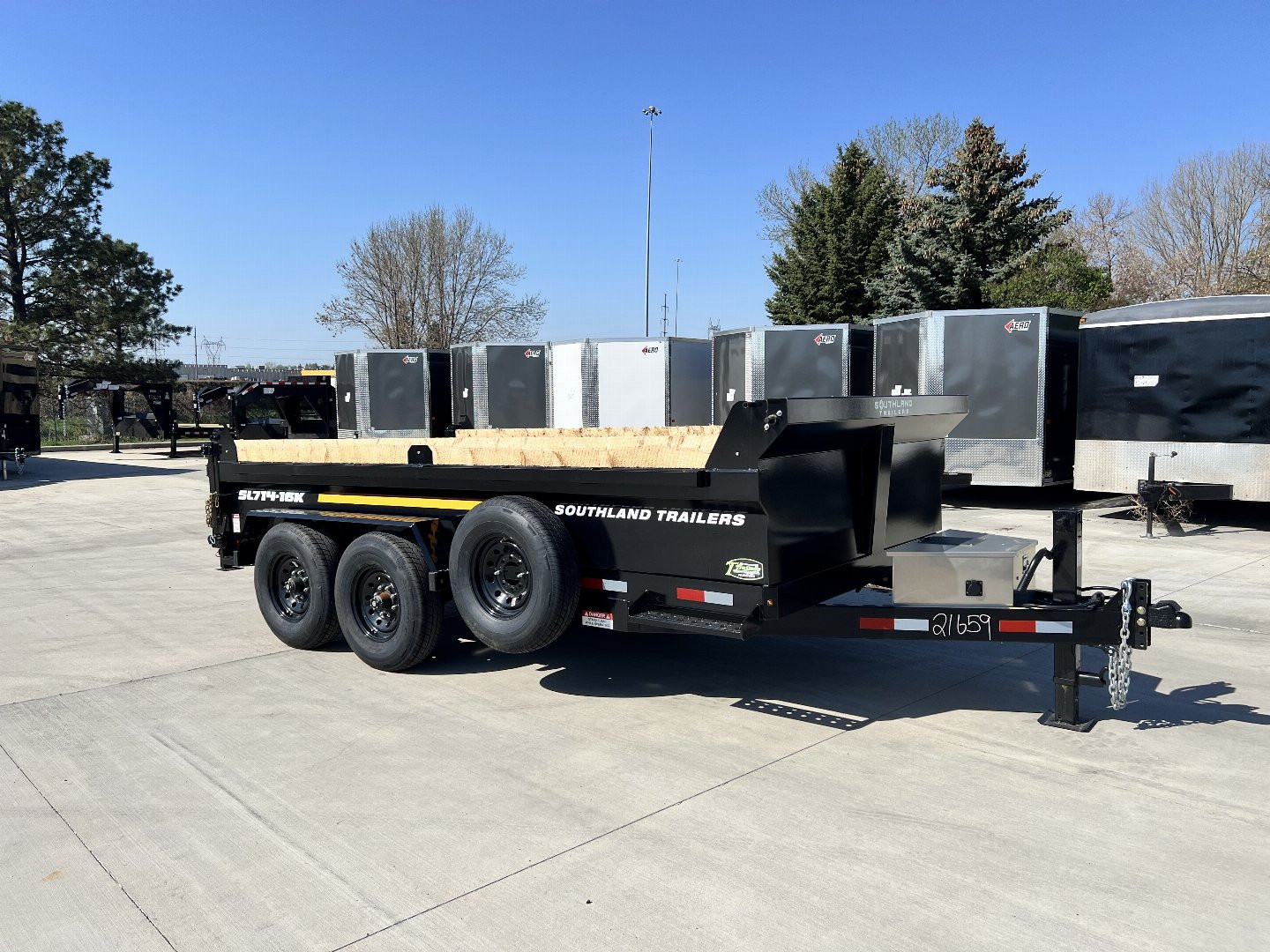 New 2026 Southland 7x14 Low Profile Dump Trailer 2-8000 lb axles = 16K aluminum ramps and Tarp Included