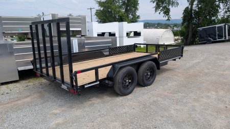 New 2025 CAM SUPERLINE 7x14 Tandem Axle Tubular Top Rail Utility Trailer w/ ATV SIDE RAMPS