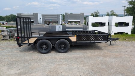 New 2025 CAM SUPERLINE 7x14 Tandem Axle Tubular Top Rail Utility Trailer w/ ATV SIDE RAMPS