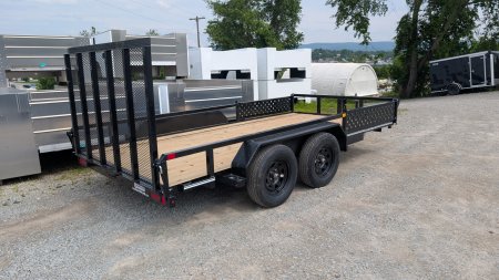 New 2025 CAM SUPERLINE 7x14 Tandem Axle Tubular Top Rail Utility Trailer w/ ATV SIDE RAMPS