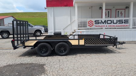 New 2025 CAM SUPERLINE 7x16 Axle Tubular Top Rail Utility Trailer w/ ATV SIDE RAMPS