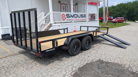 New 2025 CAM SUPERLINE 7x16 Axle Tubular Top Rail Utility Trailer w/ ATV SIDE RAMPS
