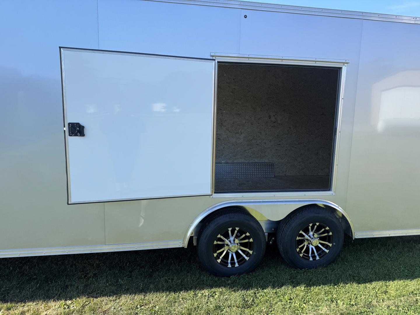 New 2026 E-Z Hauler EZEC8.5X24CH-XLT-P Car Hauler 6 FOOT 10 INCH INTERIOR HEIGHT 4 FOOT ESCAPE DOOR FREE ALUMINUM WHEEL UPGRADE SUMMER SALE ON NOW