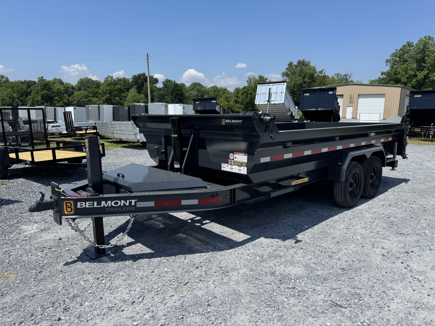 New 2025 BELMONT DLX8216-16K 7x16 Heavy Duty 16k Low Profile Dump, 5 Stage Telescopic Cylinder, With Power Tongue Jack, Cordless Remote, Tarp Kit Included