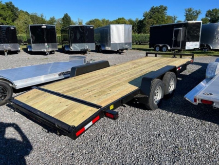 New 2026 MCT MFG 6'10" x 18 Full Wood Deck Equipment Hauler 7000 LB With Beavertail Car / Racing Trailer