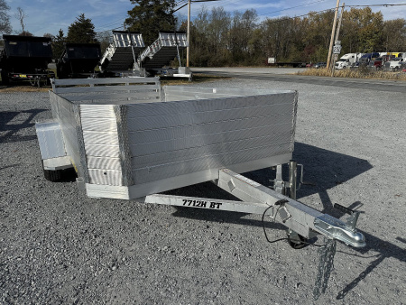 New 2026 Aluma 7712H-S-BT 2 FT Solid Sides Bifold Gate Utility Trailer