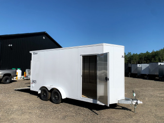 New 2025 High Country 7x16 + 18  V-Nose/ XLT Aluminum trailer / 16  OC construction / WHITE-OUT/ 7'6  interior/ 7000GVW