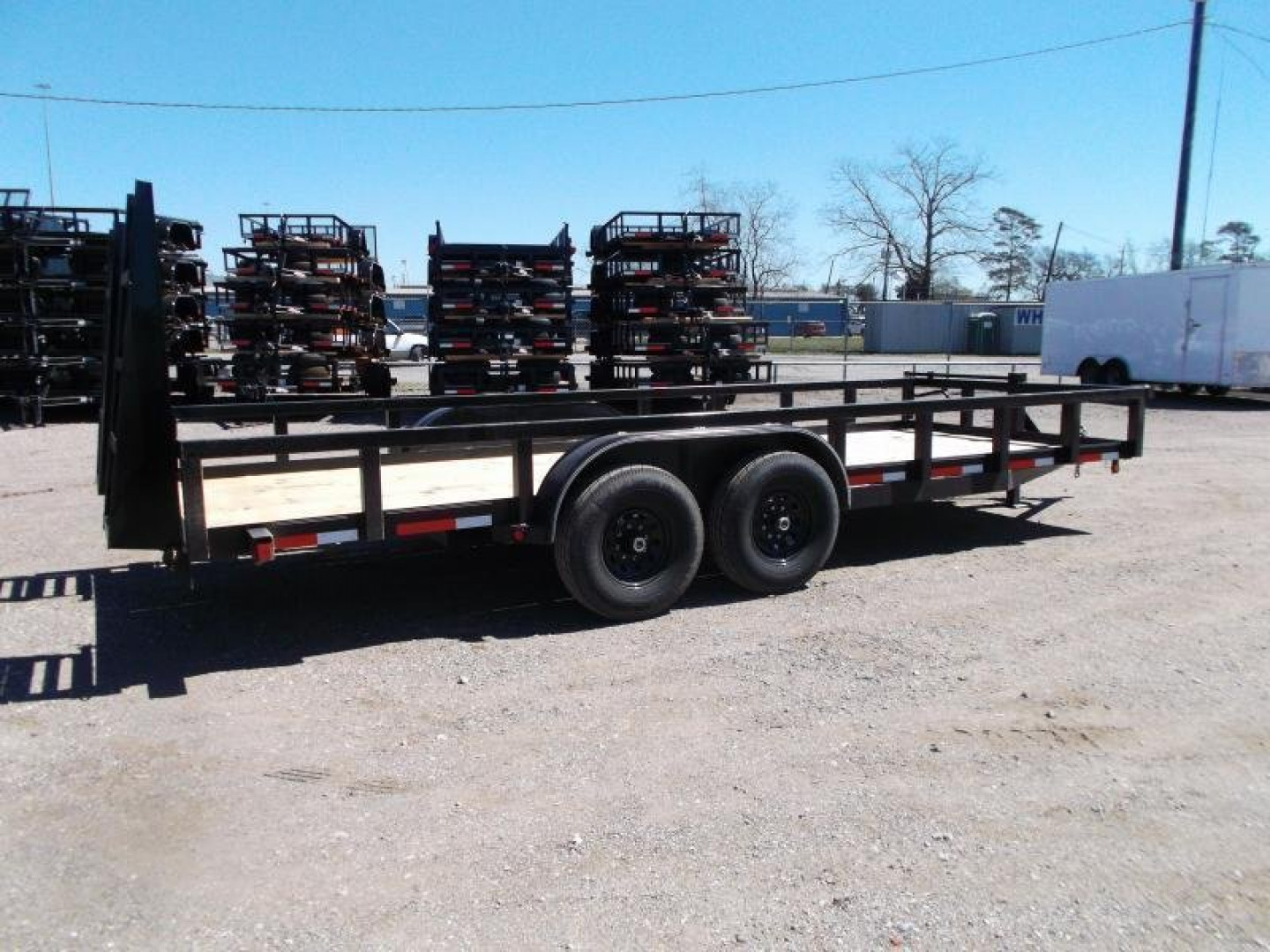 New 2025 J&C TRAILERS 83x20 Heavy Duty 14K Utility Trailer / Lowboy Trailer / 7000# Axles / 3" Square Tubing / 5ft Heavy Duty Stand Up Ramps
