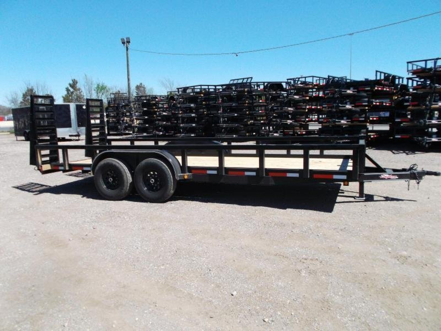 New 2025 J&C TRAILERS 83x20 Heavy Duty 14K Utility Trailer / Lowboy Trailer / 7000# Axles / 3" Square Tubing / 5ft Heavy Duty Stand Up Ramps