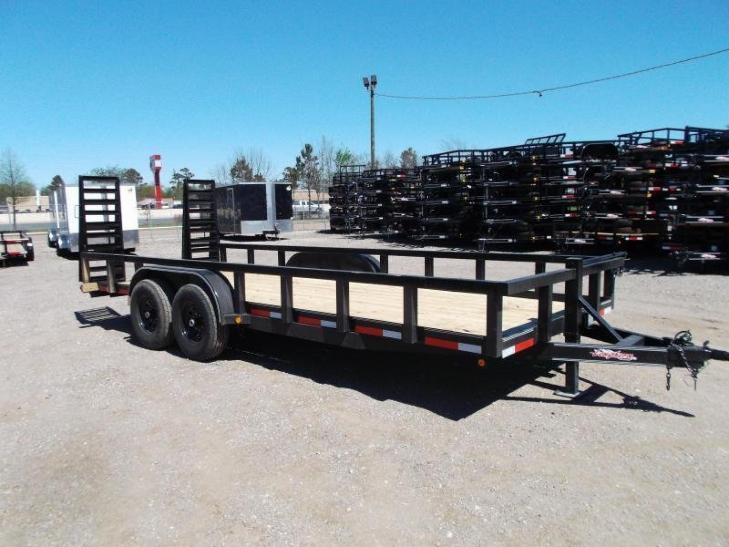 New 2025 J&C TRAILERS 83x20 Heavy Duty 14K Utility Trailer / Lowboy Trailer / 7000# Axles / 3" Square Tubing / 5ft Heavy Duty Stand Up Ramps