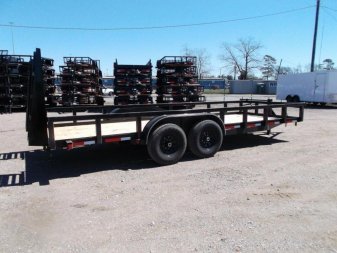 New 2025 J&C TRAILERS 83x20 Heavy Duty 14K Utility Trailer / Lowboy Trailer / 7000# Axles / 3" Square Tubing / 5ft Heavy Duty Stand Up Ramps