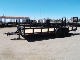 New 2025 J&C TRAILERS 83x20 Heavy Duty 14K Utility Trailer / Lowboy Trailer / 7000# Axles / 3" Square Tubing / 5ft Heavy Duty Stand Up Ramps