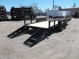 New 2025 J&C TRAILERS 83x20 Heavy Duty 14K Utility Trailer / Lowboy Trailer / 7000# Axles / 3" Square Tubing / 5ft Heavy Duty Stand Up Ramps