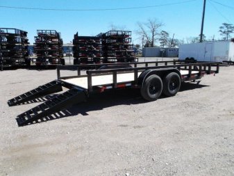 New 2025 J&C TRAILERS 83x20 Heavy Duty 14K Utility Trailer / Lowboy Trailer / 7000# Axles / 3" Square Tubing / 5ft Heavy Duty Stand Up Ramps