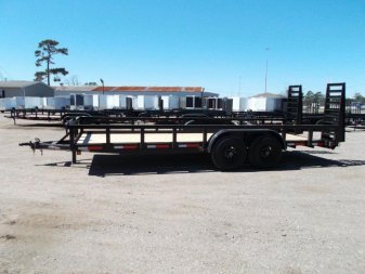 New 2025 J&C TRAILERS 83x20 Heavy Duty 14K Utility Trailer / Lowboy Trailer / 7000# Axles / 3" Square Tubing / 5ft Heavy Duty Stand Up Ramps