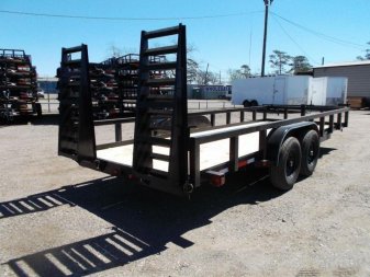 New 2025 J&C TRAILERS 83x20 Heavy Duty 14K Utility Trailer / Lowboy Trailer / 7000# Axles / 3" Square Tubing / 5ft Heavy Duty Stand Up Ramps