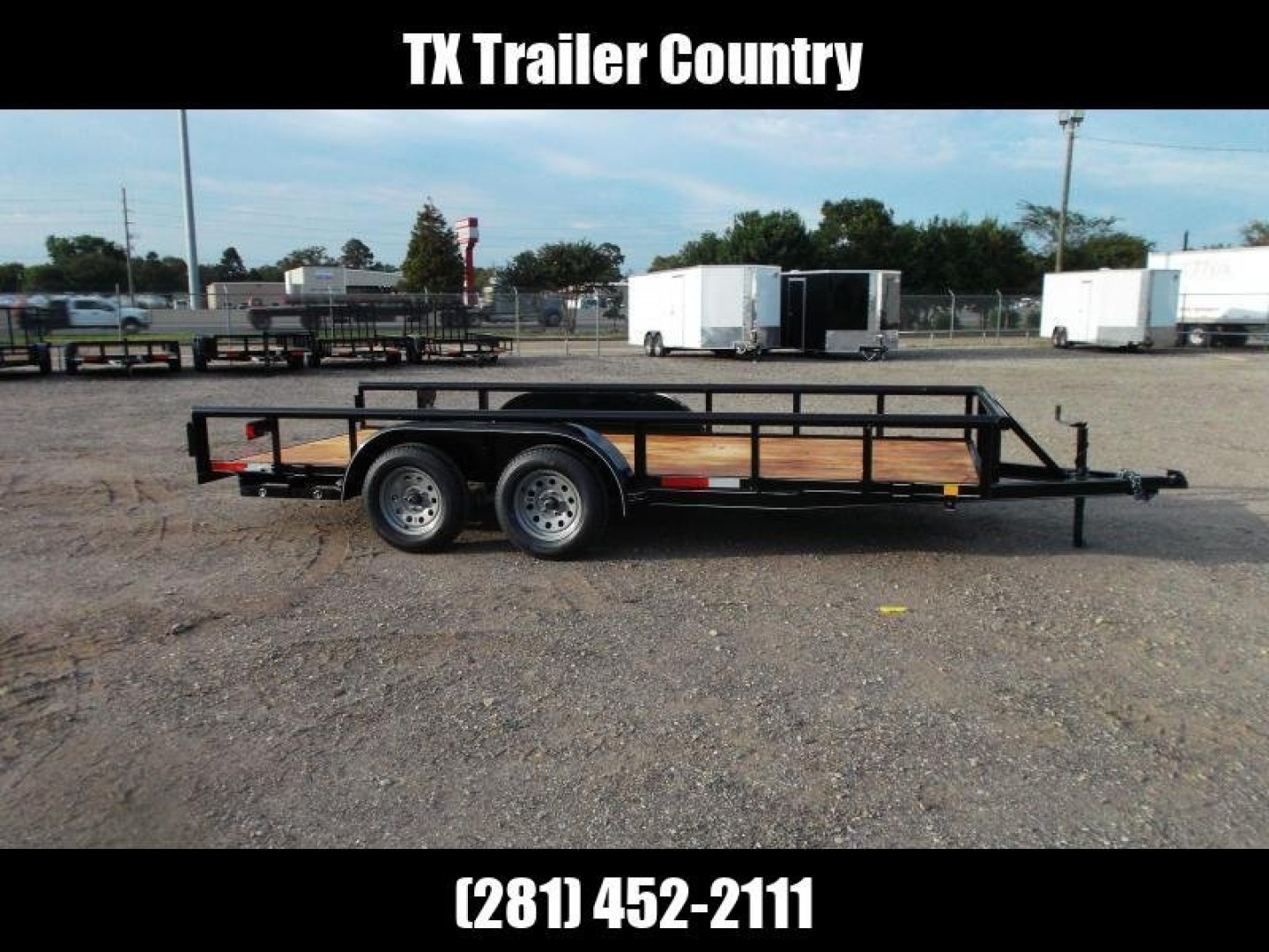 New 2025 J&C TRAILERS 83x16 Utility Trailer / Lowboy Trailer / 5ft Slide Out Stow Away Ramps / Heavy Duty Pipetop / Electric Brakes / 2" Bulldog Coupler
