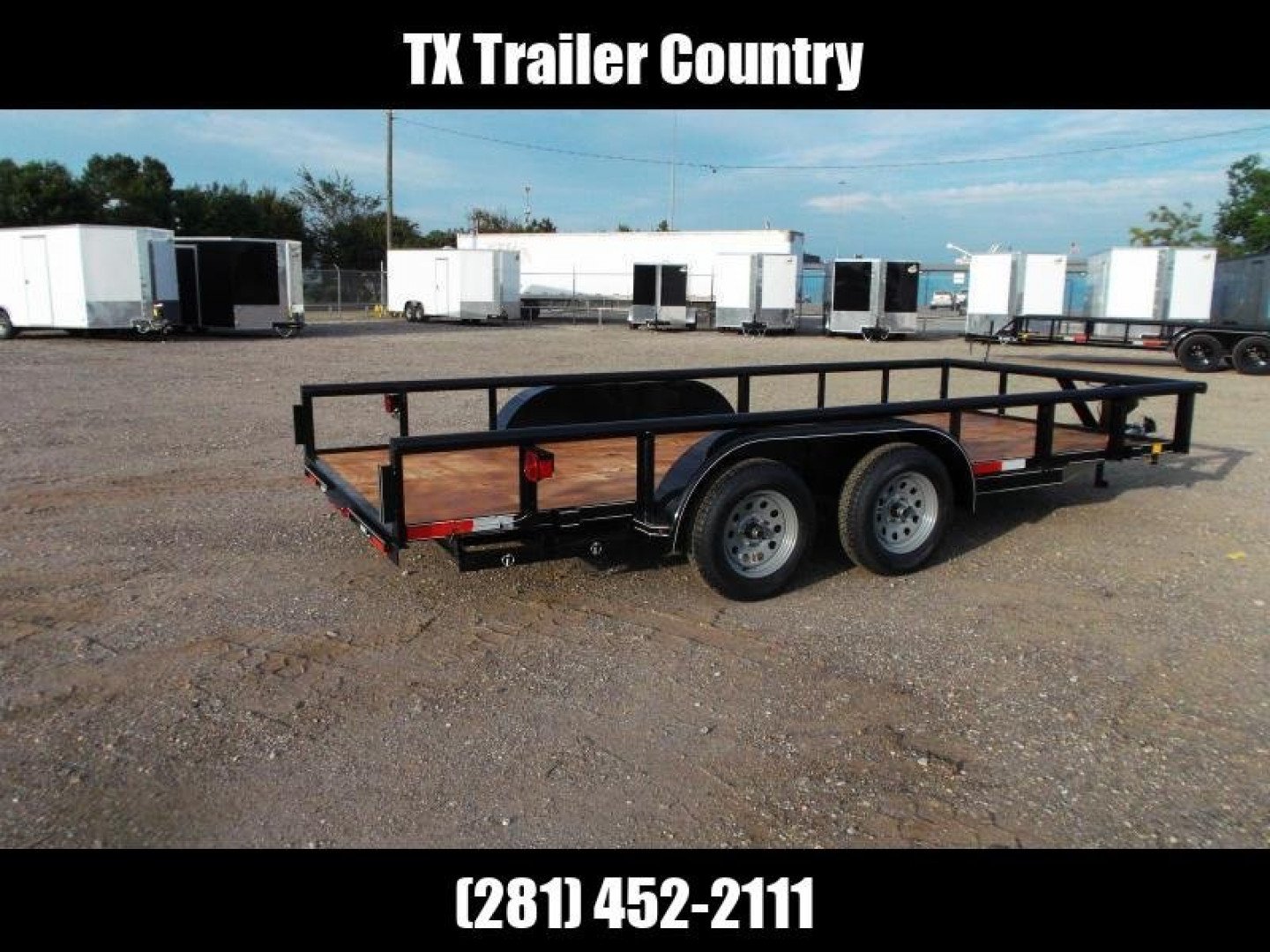 New 2025 J&C TRAILERS 83x16 Utility Trailer / Lowboy Trailer / 5ft Slide Out Stow Away Ramps / Heavy Duty Pipetop / Electric Brakes / 2" Bulldog Coupler
