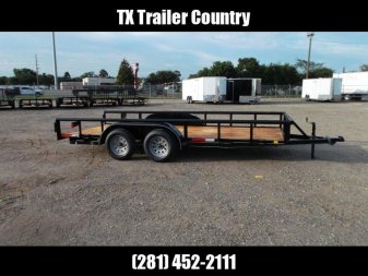 New 2025 J&C TRAILERS 83x16 Utility Trailer / Lowboy Trailer / 5ft Slide Out Stow Away Ramps / Heavy Duty Pipetop / Electric Brakes / 2" Bulldog Coupler